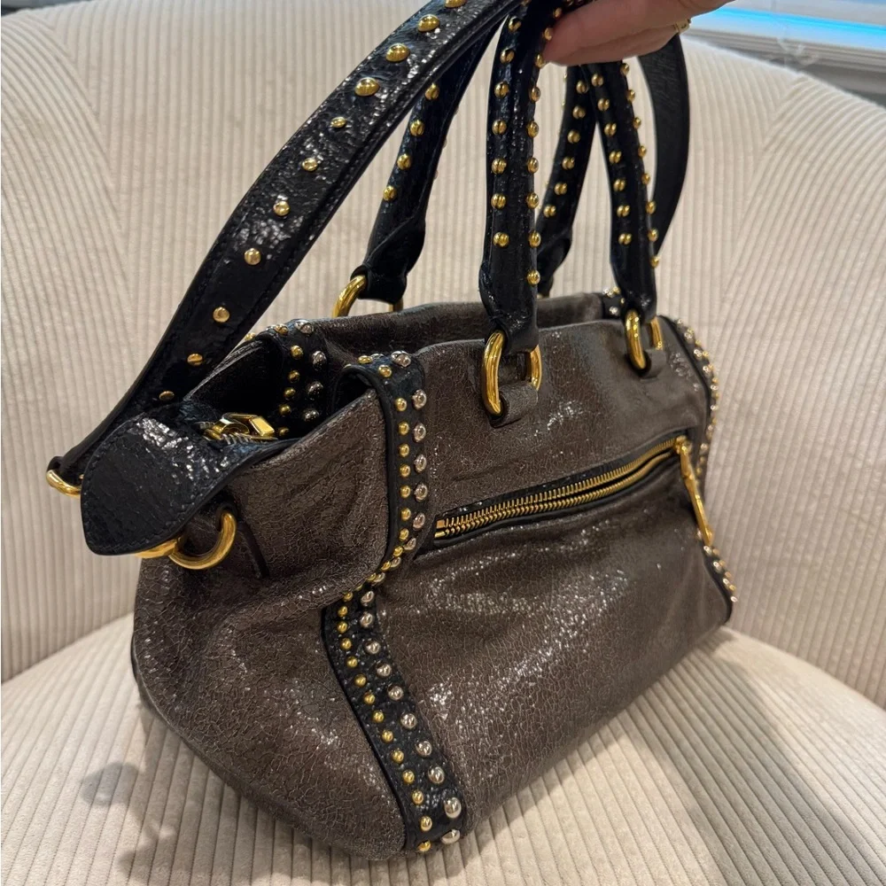 studded prada crinkle bag